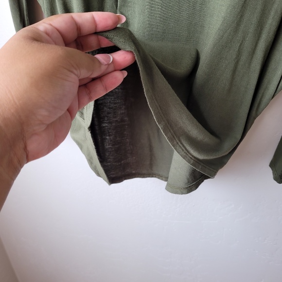 LAST CHANCE!Alya Olive Green Strappy Front Long sleeve Blouse - Picture 4 of 6